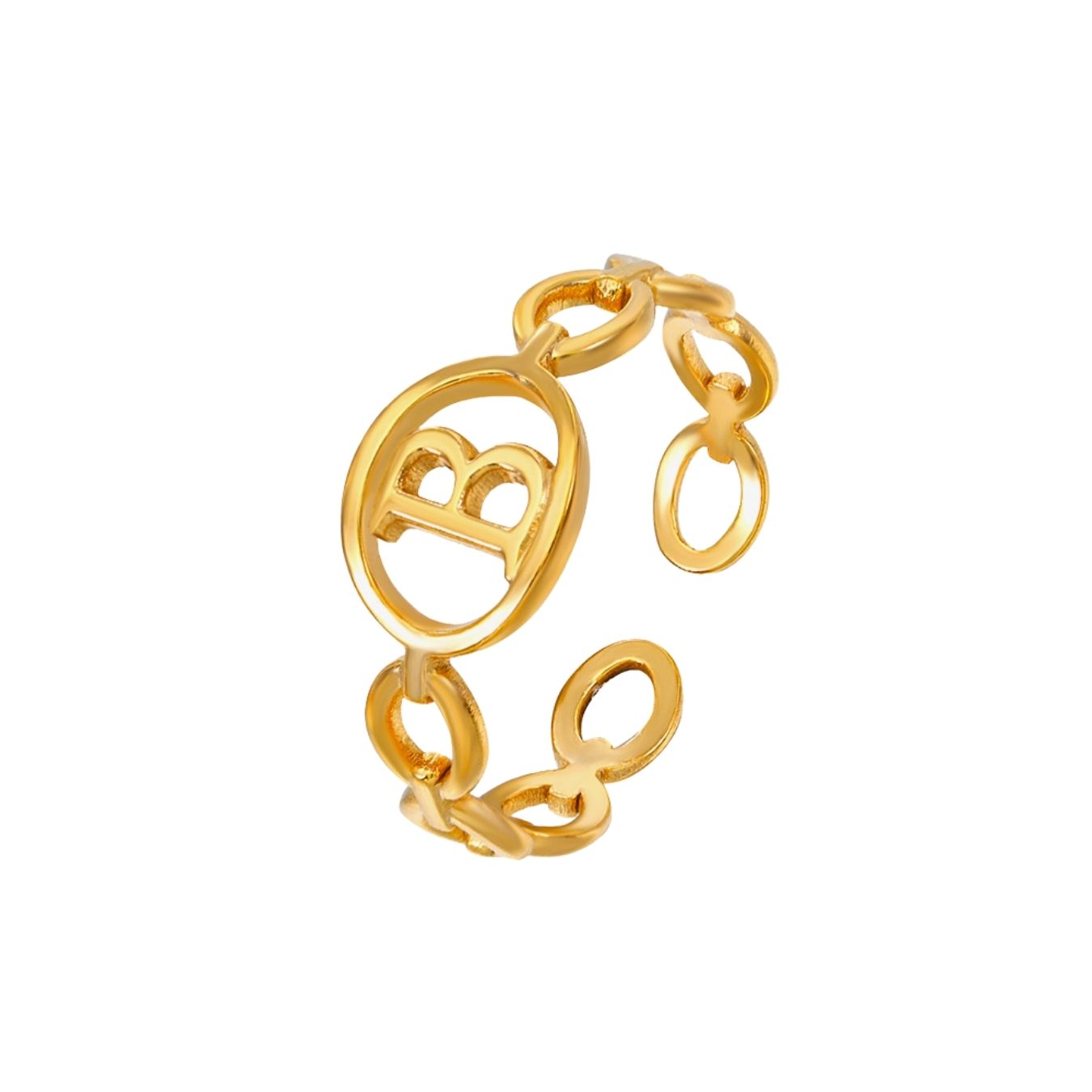 Adjustable Initial Ring "Linked Circle"