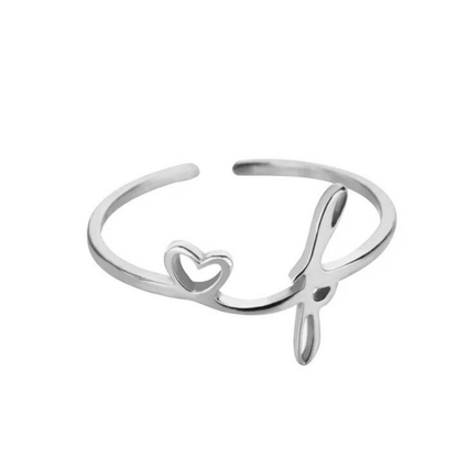 Adjustable Initial Ring "Pretty"