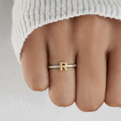 Adjustable Initial Ring "Sparkle"