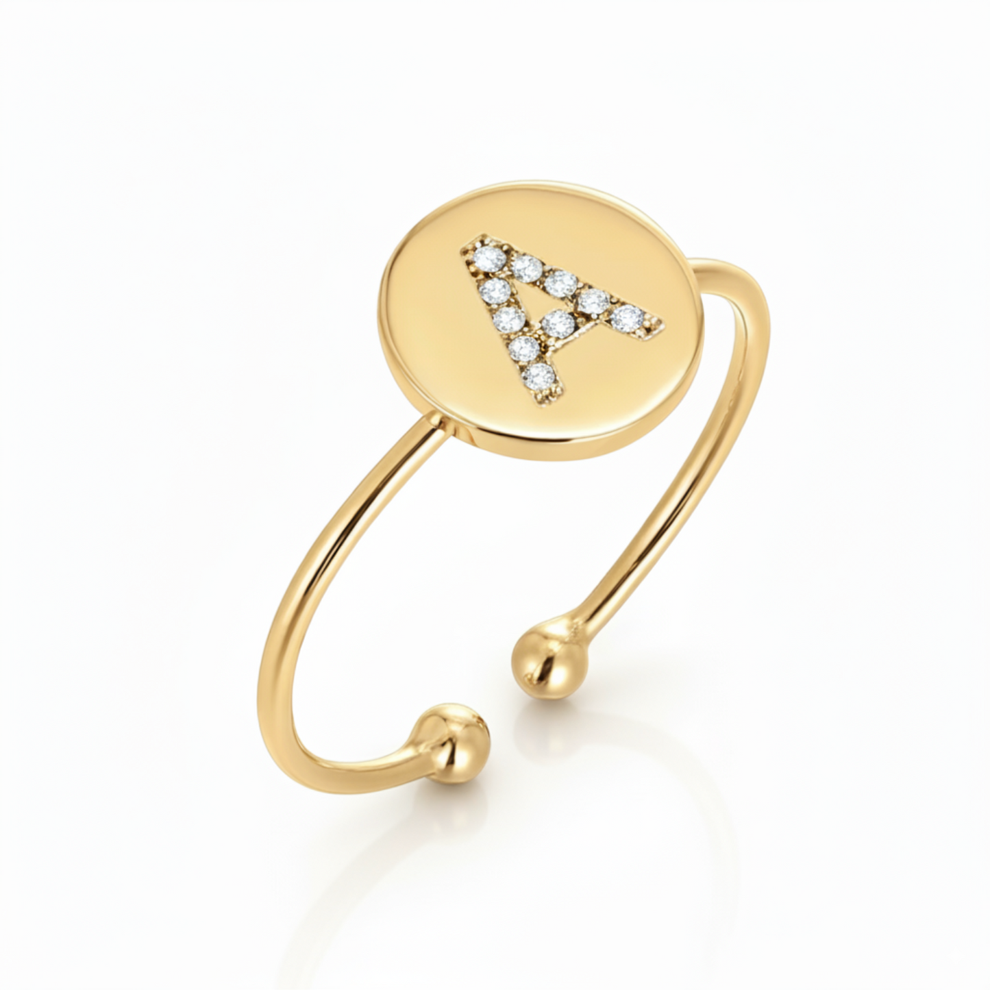 Adjustable Initial Ring "Gold Shine"