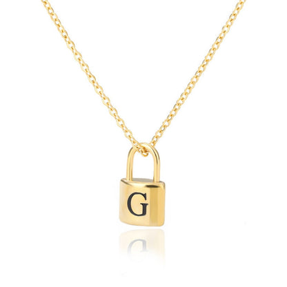 Initial Necklace "Gold Lock"