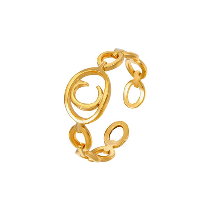 Adjustable Initial Ring "Linked Circle"