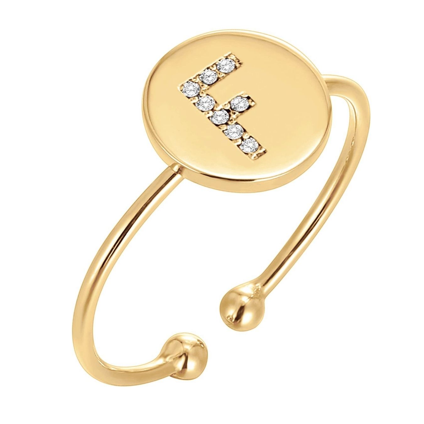 Adjustable Initial Ring "Gold Shine"