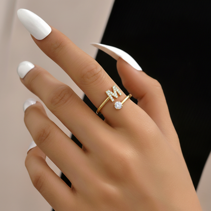 Adjustable Initial Ring "Classic" with card message & gift box