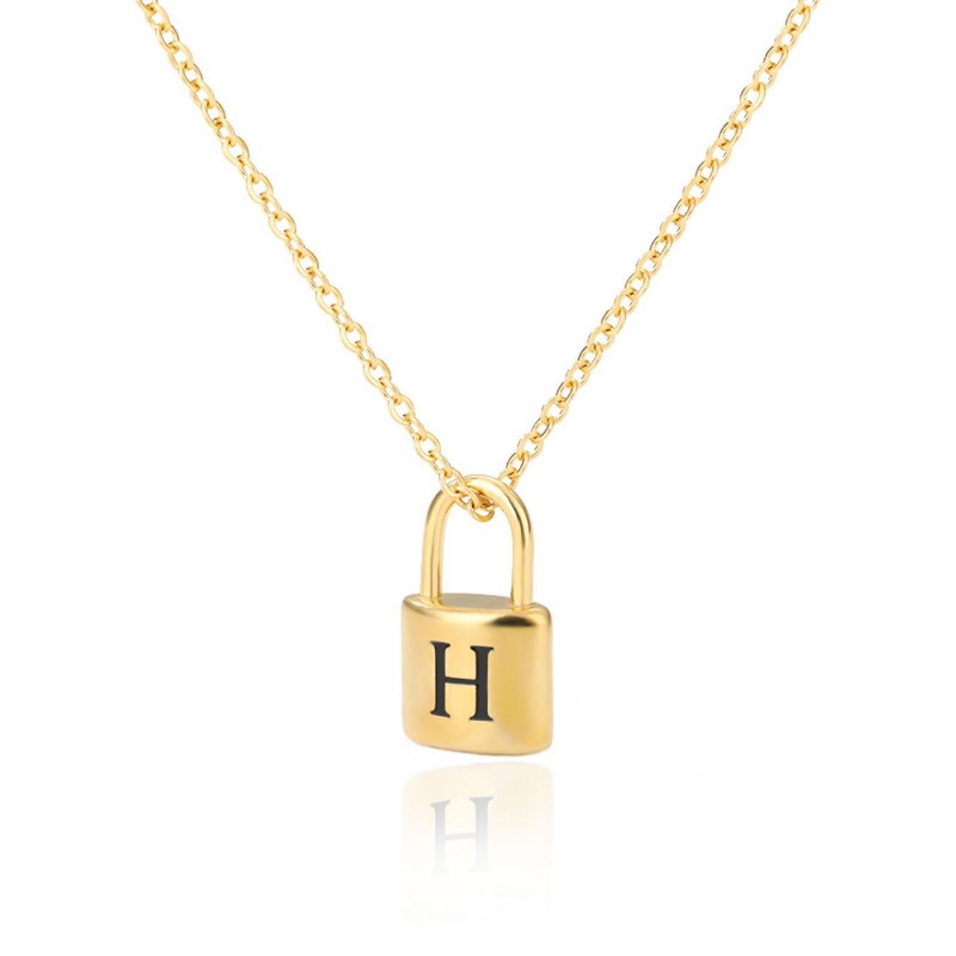 Initial Necklace "Gold Lock"