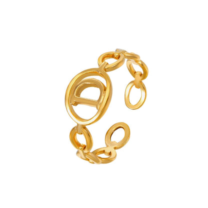 Adjustable Initial Ring "Linked Circle"
