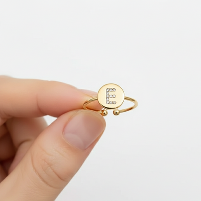 Adjustable Initial Ring "Gold Shine"
