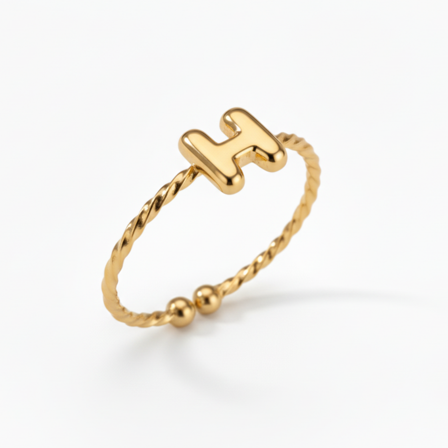 Adjustable Initial Ring "Minimalist"