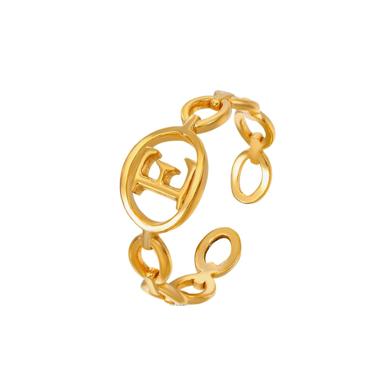 Adjustable Initial Ring "Linked Circle"