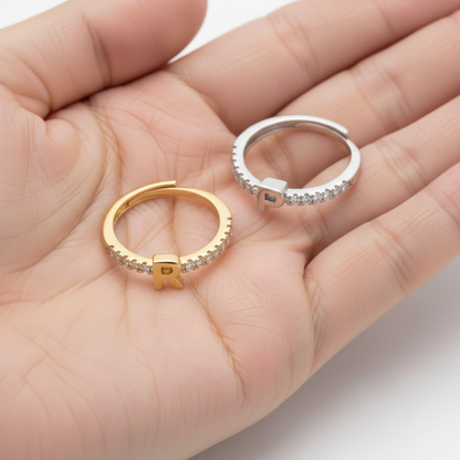 Adjustable Initial Ring "Sparkle"