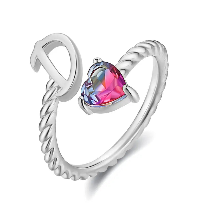 Adjustable Initial Ring "Mermaid Tail"