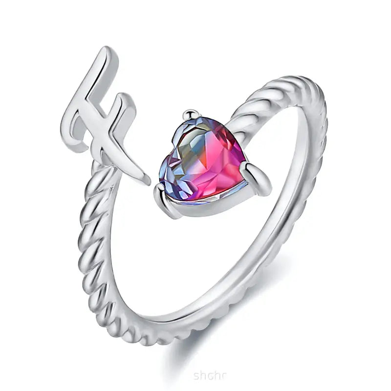 Adjustable Initial Ring "Mermaid Tail"