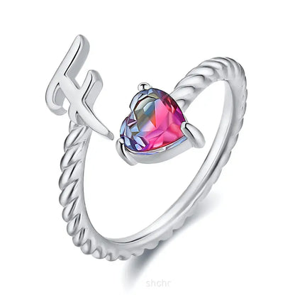 Adjustable Initial Ring "Mermaid Tail"
