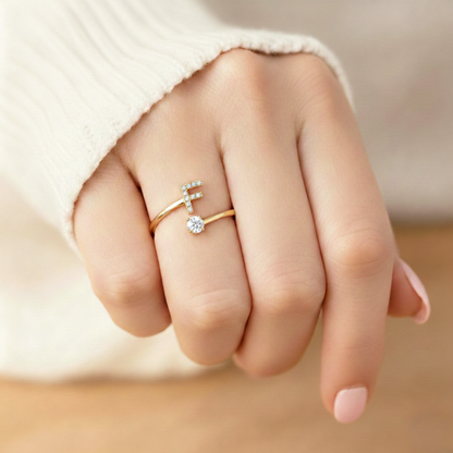 Adjustable Initial Ring "Classic" with card message & gift box