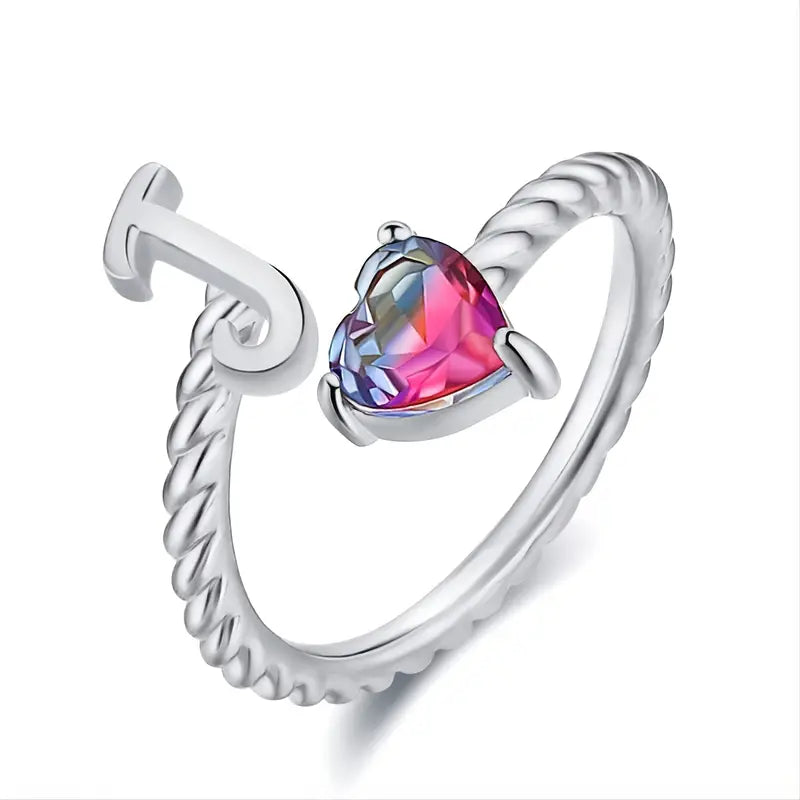 Adjustable Initial Ring "Mermaid Tail"