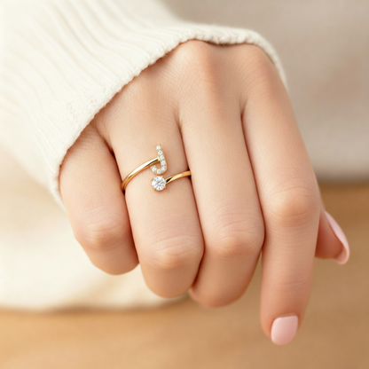 Adjustable Initial Ring "Classic" with card message & gift box