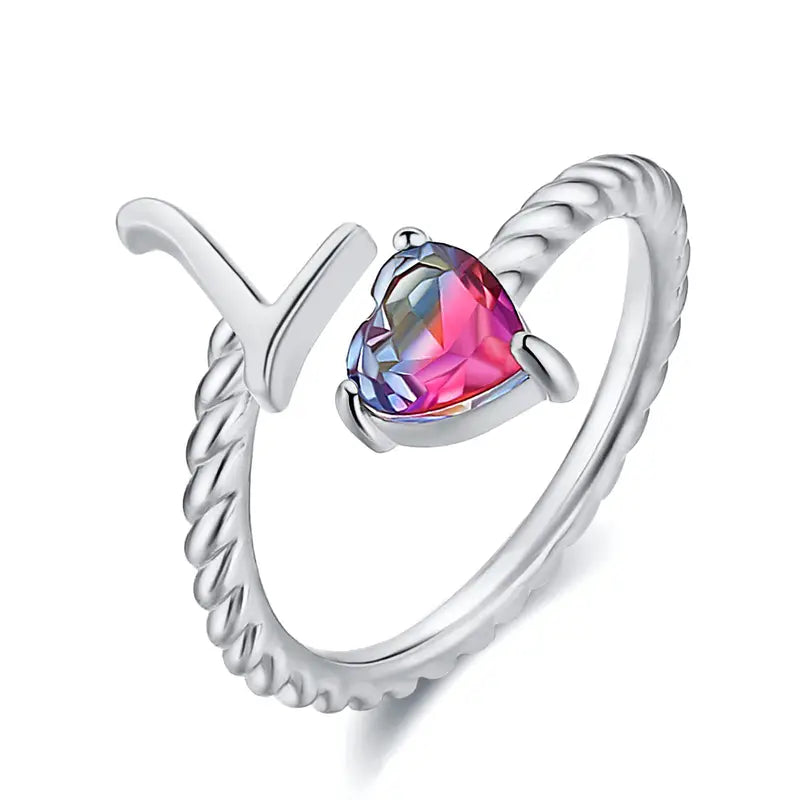 Adjustable Initial Ring "Mermaid Tail"