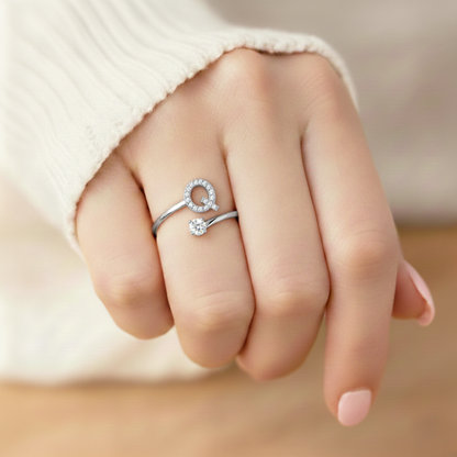 Adjustable Initial Ring "Classic" with card message & gift box