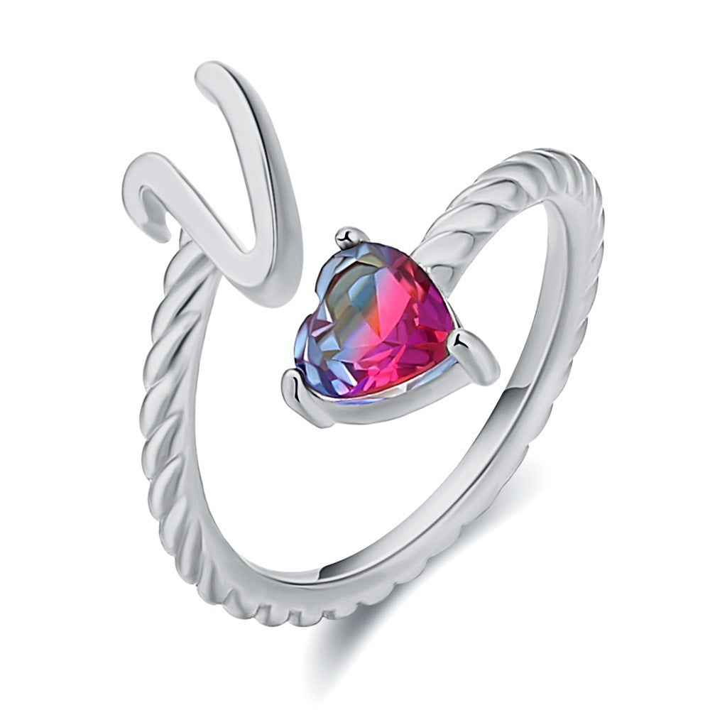 Adjustable Initial Ring "Mermaid Tail"
