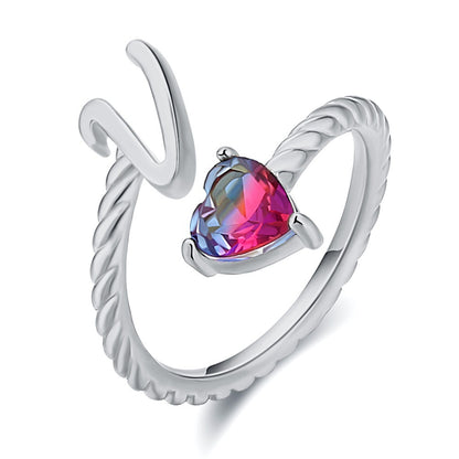Adjustable Initial Ring "Mermaid Tail"