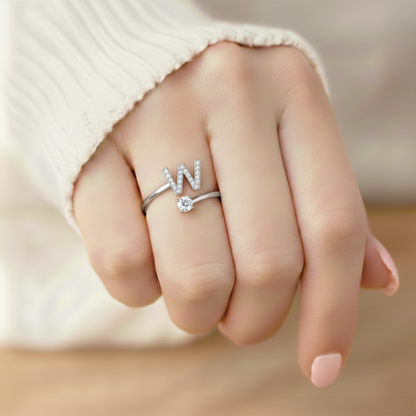 Adjustable Initial Ring "Classic" with card message & gift box