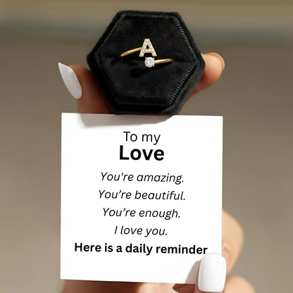 Adjustable Initial Ring "Classic" with card message & gift box