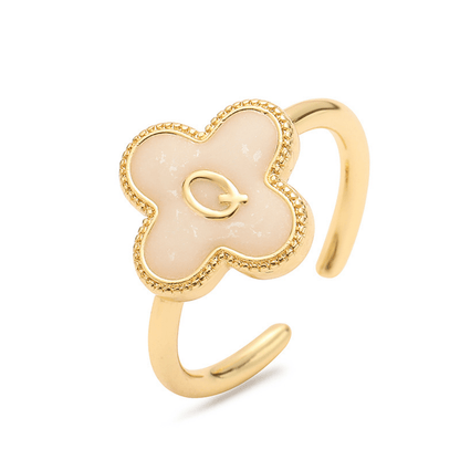 RICCARDI - BAGUE AJUSTABLE "Initial Charm Clover Ring" - Riccardi