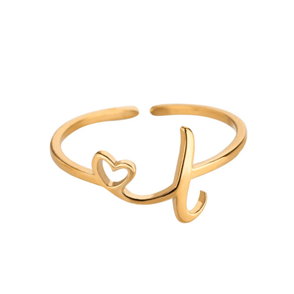 RICCARDI - BAGUE AJUSTABLE "Initial Heart Ring" - Riccardi