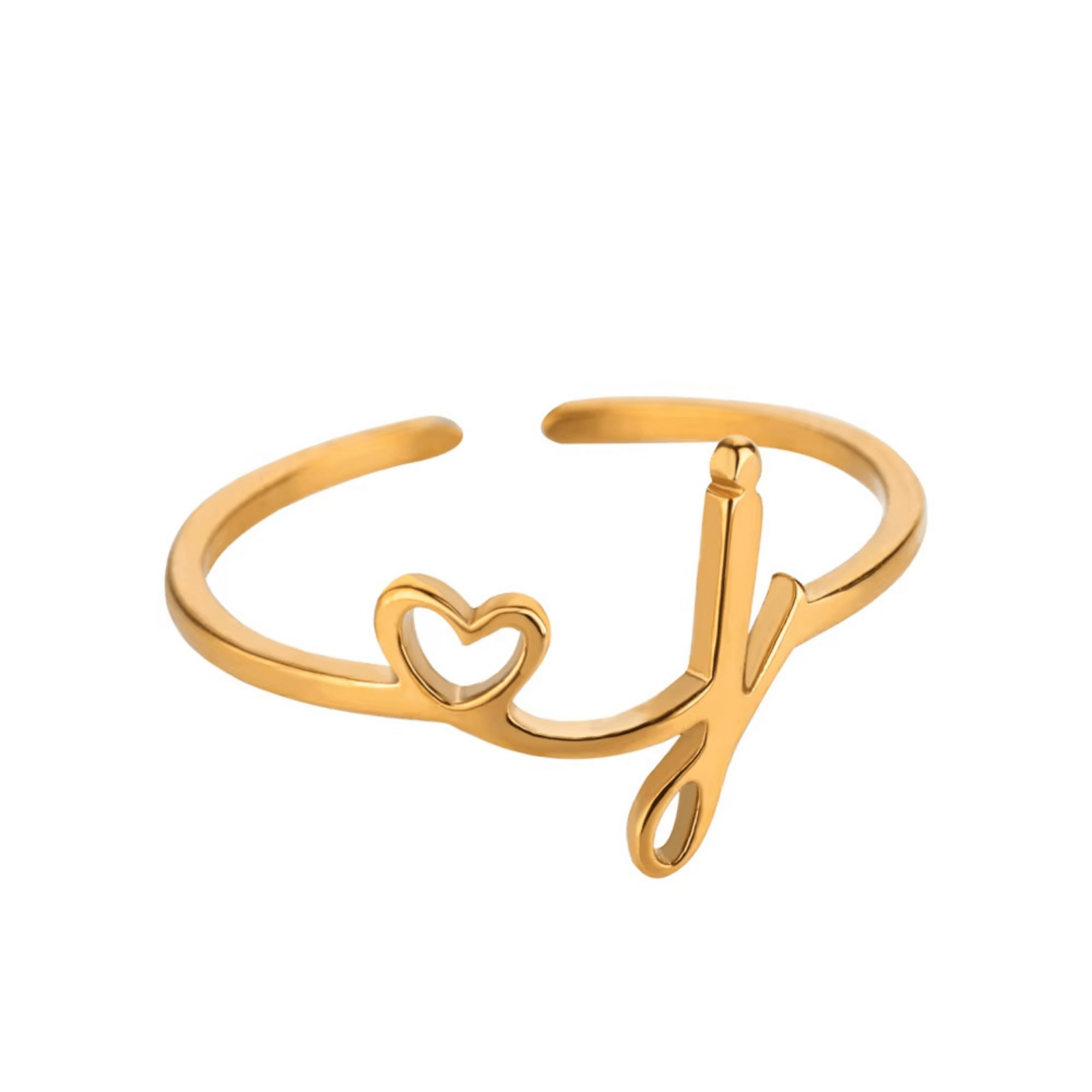 RICCARDI - BAGUE AJUSTABLE "Initial Heart Ring" - Riccardi