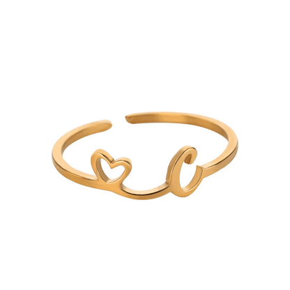 RICCARDI - BAGUE AJUSTABLE "Initial Heart Ring" - Riccardi