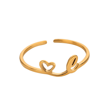 RICCARDI - BAGUE AJUSTABLE "Initial Heart Ring" - Riccardi