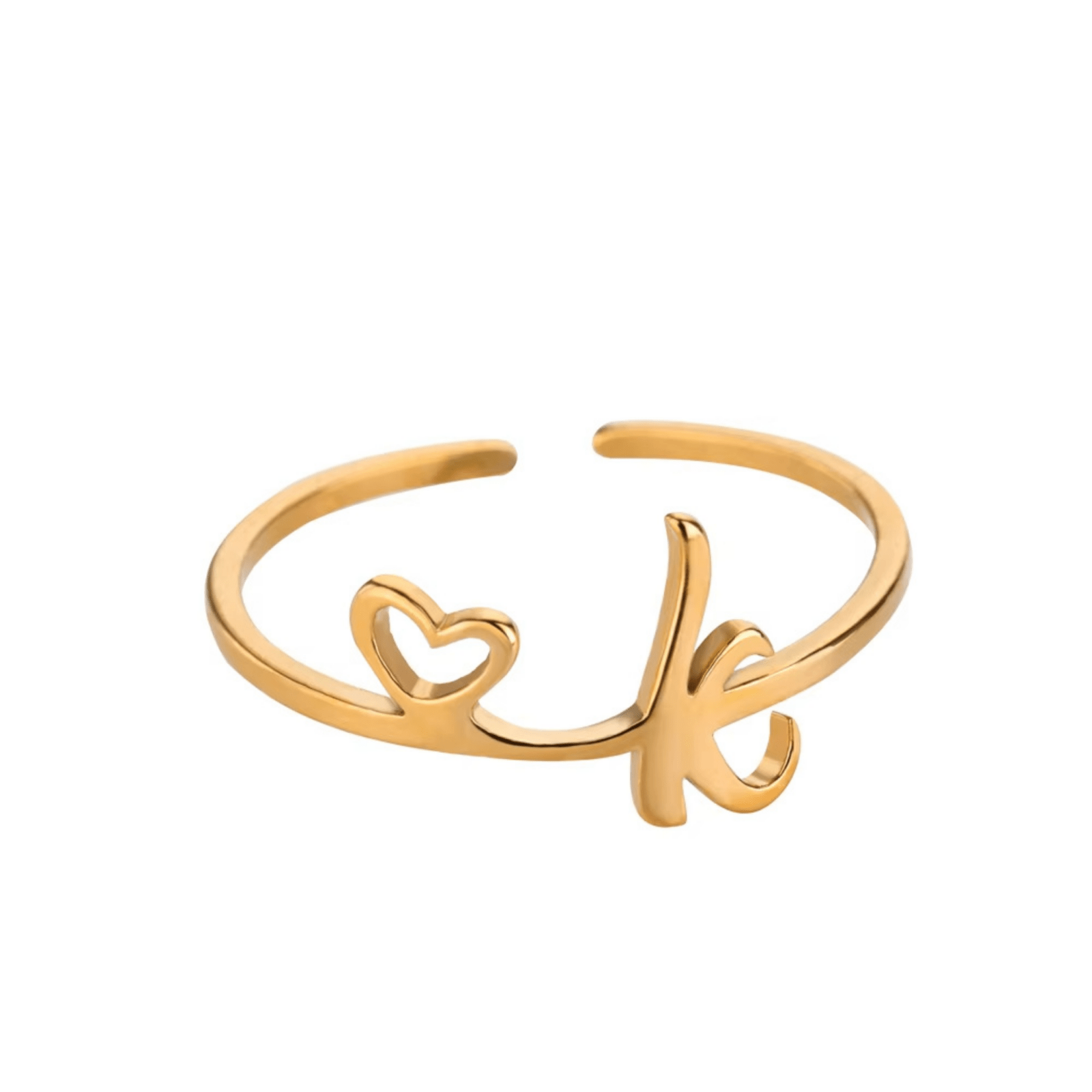 RICCARDI - BAGUE AJUSTABLE "Initial Heart Ring" - Riccardi