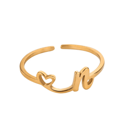 RICCARDI - BAGUE AJUSTABLE "Initial Heart Ring" - Riccardi