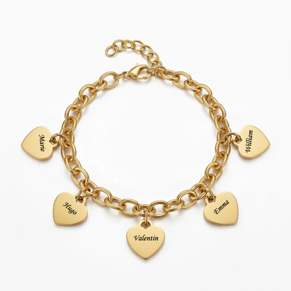 Initial Bracelet "Custom Hearts"
