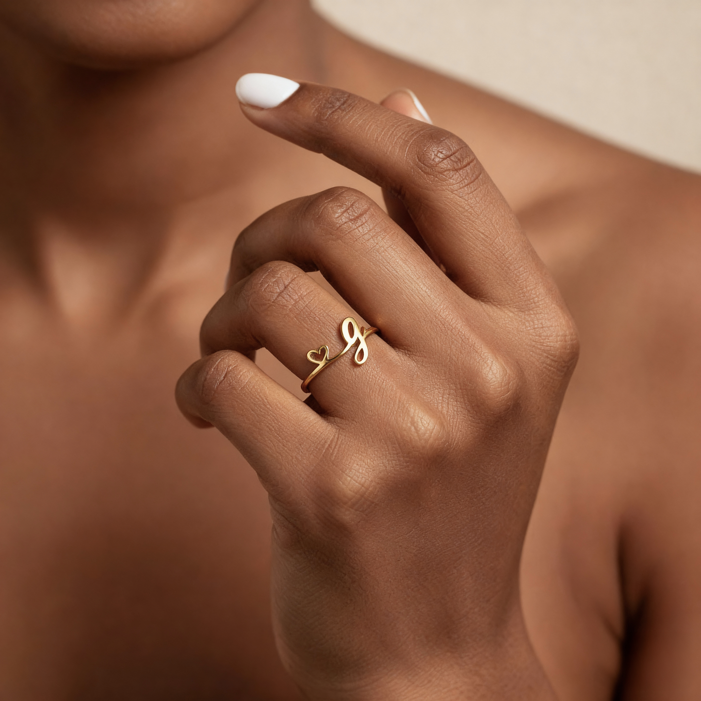 Adjustable Initial Ring "Pretty"