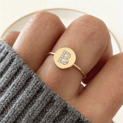 Adjustable Initial Ring "Gold Shine"