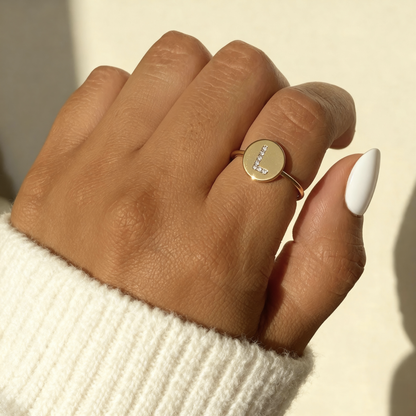 Adjustable Initial Ring "Gold Shine"