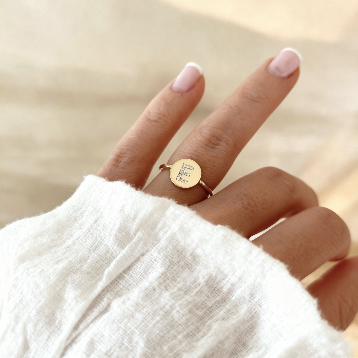 Adjustable Initial Ring "Gold Shine"
